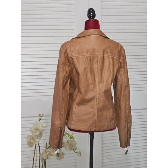 NWT Max Studio Women's Camel/Brown Faux Leather Jacket Size XL 089 - Picture 9 of 13